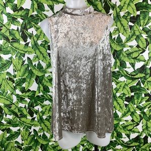5 for $25 Free Kisses Silver Velvet High Neck Tank